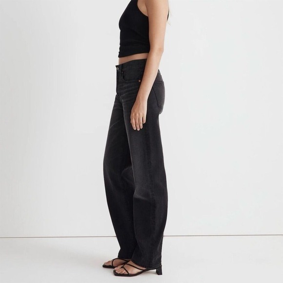 NWOT Madewell Women's Low-Slung Straight Jeans Black Size 23 Airy Denim - Picture 2 of 13